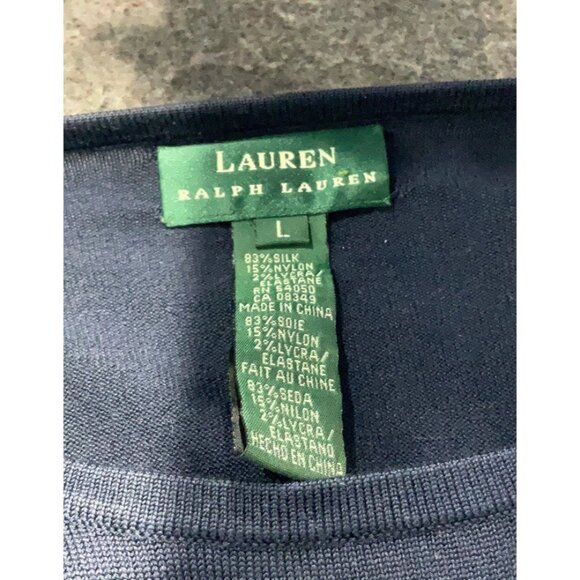 LAUREN Ralph Lauren Silk Blend Knit Tank Top Sweater Vest Large Navy Blue LRL - Picture 5 of 5